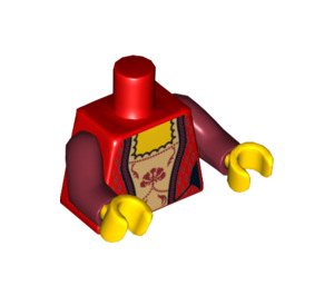 LEGO rot Minifigure Torso mit Bodice Dress mit Beige Floral Insert (76382 / 88585)