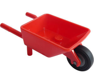 LEGO Red Minifigure Wheelbarrow with Dark Stone Wheel and Black Tire