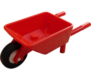 LEGO rot Minifigure Wheelbarrow mit Weiß Rad und Schwarz Reifen
