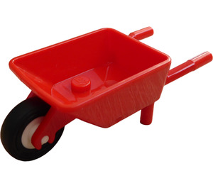 LEGO Rot Minifigure Wheelbarrow with White Wheel and Black Tire