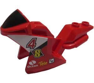 LEGO Red Motorcycle Fairing with Black Windshield with '4', Octan and Tele Logos Sticker (18895)