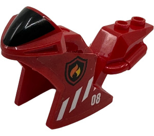 LEGO Red Motorcycle Fairing with Black Windshield with Fire Pattern on Both Sides Sticker (20249)