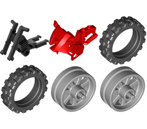 LEGO Red Motorcycle Fairing with Medium Stone Grey wheels