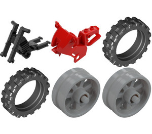 LEGO Red Motorcycle with Black Chassis and Gray Wheels