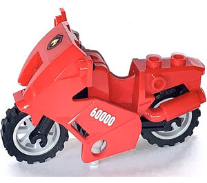 LEGO rot Motorrad mit Schwarz Chassis mit Aufkleber from Set 60000
