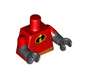 LEGO Červená Mr. Incredible Minifigurka Trup se spodním pruhem (973 / 16360)