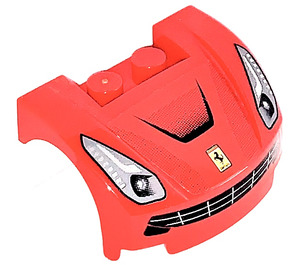 LEGO Červená Mudgard Bonnet 3 x 4 x 1.3 Zakřivený s Šedá Headlights s Ferrari Emblem Samolepka (18321)