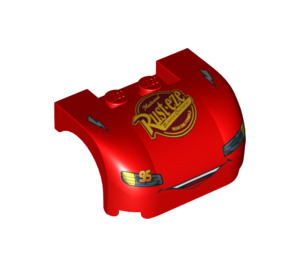 LEGO rouge Garde-boue Bonnet 3 x 4 x 1.7 Incurvé avec 'Rust-eze' (8486) (93587 / 94651)