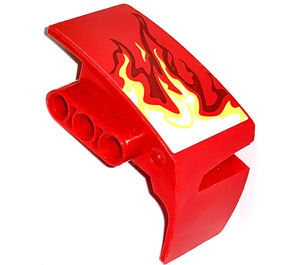 LEGO Red Mudguard Panel 3 Left with Yellow Flames Sticker (61071)
