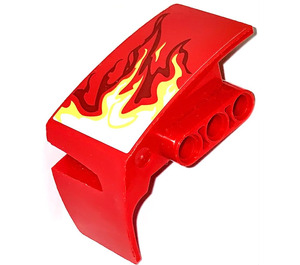 LEGO Red Mudguard Panel 3 Right with Yellow Flames Sticker (61070)