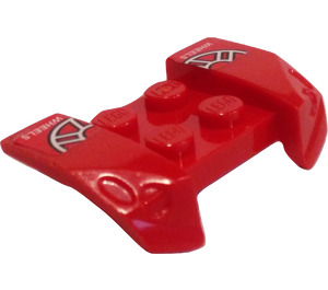 LEGO Red Mudguard Plate 2 x 4 with Overhanging Headlights with Wheels Sticker (44674)