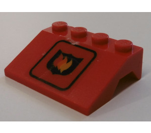 LEGO Red Mudguard Slope 3 x 4 with Fire Logo Sticker (Large) (2513)