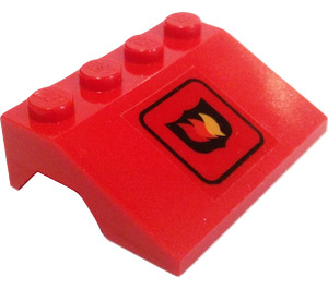 LEGO Red Mudguard Slope 3 x 4 with Fire Logo Sticker (Medium) (2513)