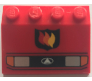 LEGO Red Mudguard Slope 3 x 4 with Headlights and Fire Logo (2513)