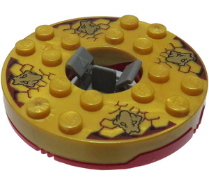 LEGO Rood Ninjago Spinner met Gold Faces en Reddish Brown Backgrounds (92547)