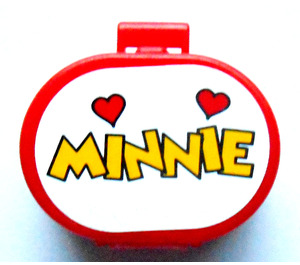 LEGO Red Oval Case with Handle with 'MINNIE' and Hearts Sticker (6203)