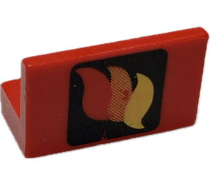 LEGO Rood Paneel 1 x 2 x 1 met Vlam met vierkante hoeken (4865)