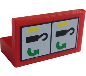 LEGO Red Panel 1 x 2 x 1 with Helicopter Hook Instructions Sticker with Square Corners (4865)