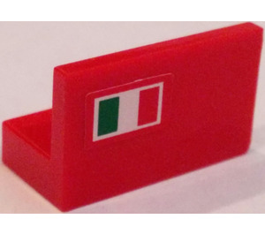 LEGO Red Panel 1 x 2 x 1 with Italian Flag (Left Side) Sticker with Square Corners (4865)