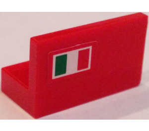 LEGO Rouge Panneau 1 x 2 x 1 avec italien Drapeau (La gauche Côté) Autocollant avec coins carrés (4865)