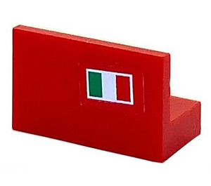 LEGO Rød Panel 1 x 2 x 1 med Italiensk Flagg (Høyre) Klistremerke med firkantede hjørner (4865)