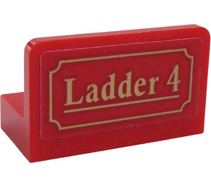 LEGO Red Panel 1 x 2 x 1 with 'Ladder 4' Sticker with Rounded Corners (4865)