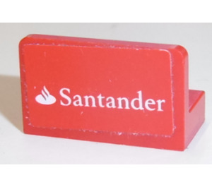 LEGO Red Panel 1 x 2 x 1 with 'Santander' Sticker with Rounded Corners (4865)