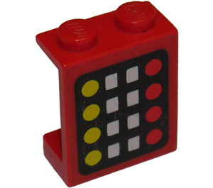 LEGO Red Panel 1 x 2 x 2 with Circles and Squares Sticker without Side Supports, Solid Studs (4864)