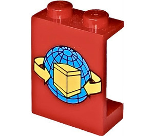 LEGO Red Panel 1 x 2 x 2 with Transport Planet, Arrows, and Box without Side Supports, Solid Studs (4864)