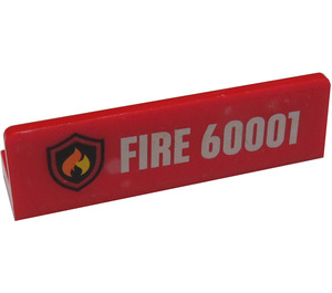 LEGO Red Panel 1 x 4 with Rounded Corners with Fire Logo and 'FIRE 60001' Sticker (15207)