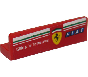 LEGO Červená Panel 1 x 4 s Zaoblené rohy s 'Gilles Villeneuve', 'FIAT' a Ferrari logo (Levý) Samolepka (15207)