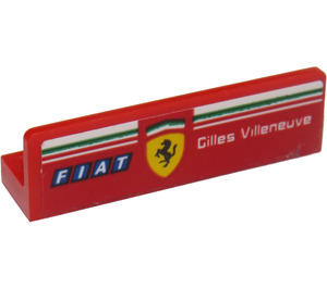 LEGO Červená Panel 1 x 4 s Zaoblené rohy s 'Gilles Villeneuve', 'FIAT' a Ferrari logo (Pravá) Samolepka (15207)