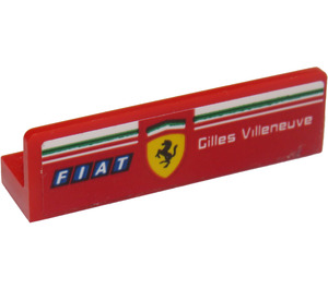 LEGO Red Panel 1 x 4 with Rounded Corners with 'Gilles Villeneuve', 'FIAT' and Ferrari Logo (Right) Sticker (15207)