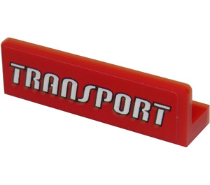 LEGO Red Panel 1 x 4 with Rounded Corners with 'TRANSPORT' Sticker (15207 / 30413)