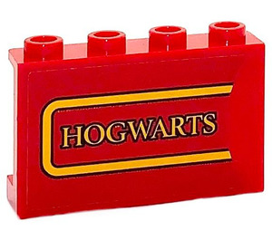 LEGO Rot Paneel 1 x 4 x 2 mit HOGWARTS Aufkleber (14718)