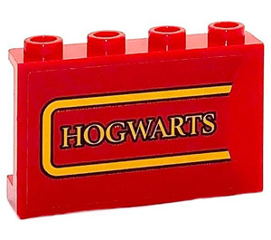 LEGO Rood Paneel 1 x 4 x 2 met HOGWARTS Sticker (14718)
