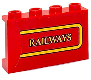 LEGO rouge Panneau 1 x 4 x 2 avec RAILWAYS Autocollant (14718)
