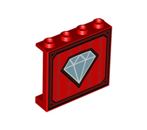 LEGO Red Panel 1 x 4 x 3 with Diamond with Side Supports, Hollow Studs (35323 / 45986)