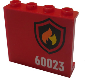 LEGO Red Panel 1 x 4 x 3 with fire logo and "60023" (right) Sticker with Side Supports, Hollow Studs (60581)
