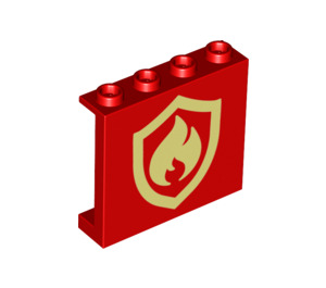 LEGO Rosso Pannello 1 x 4 x 3 con Fuoco logo con supporti laterali, bottoncini cavi (35323 / 73902)