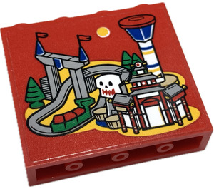 LEGO Red Panel 1 x 4 x 3 with Legoland Park Map with Roller Coaster and Control Tower Sticker with Side Supports, Hollow Studs (35323)
