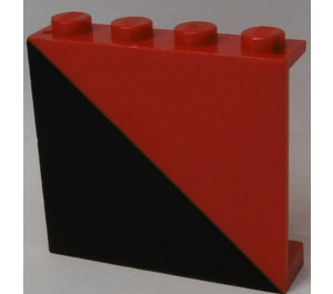 LEGO Red Panel 1 x 4 x 3 with Lower-Left Black Triangle without Side Supports, Solid Studs (4215)