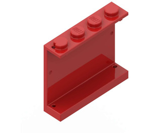 LEGO Červená Panel 1 x 4 x 3 bez bočních podpěr, plné cvočky (4215)