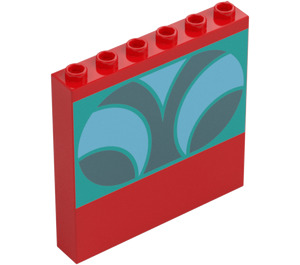 LEGO Rojo Panel 1 x 6 x 5 con Curvo Lines (59349)