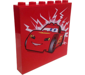 LEGO Rood Paneel 1 x 6 x 5 met Lightning McQueen Sticker (59349)
