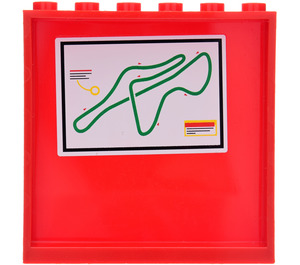 LEGO Red Panel 1 x 6 x 5 with Racing Circuit Sticker (59349)