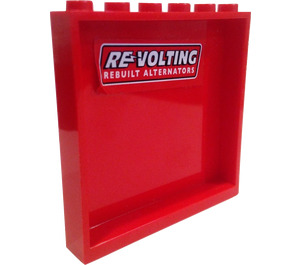 LEGO Red Panel 1 x 6 x 5 with "REVOLTING REBUILT ALTERNATORS" Sticker (59349)