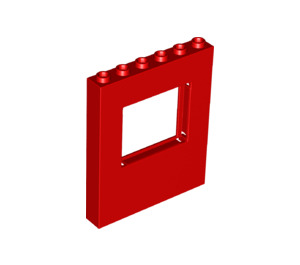 LEGO Red Panel 1 x 6 x 6 with Window Cutout (15627)