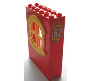 LEGO Red Panel 2 x 6 x 7 Fabuland Wall Assembly with '82' Sticker