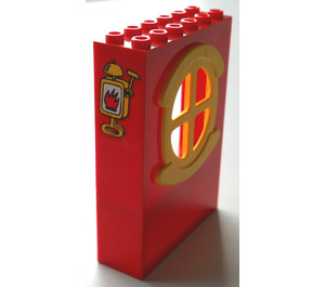 LEGO Rouge Panneau 2 x 6 x 7 Fabuland mur Assembly avec Feu Alarm Autocollant